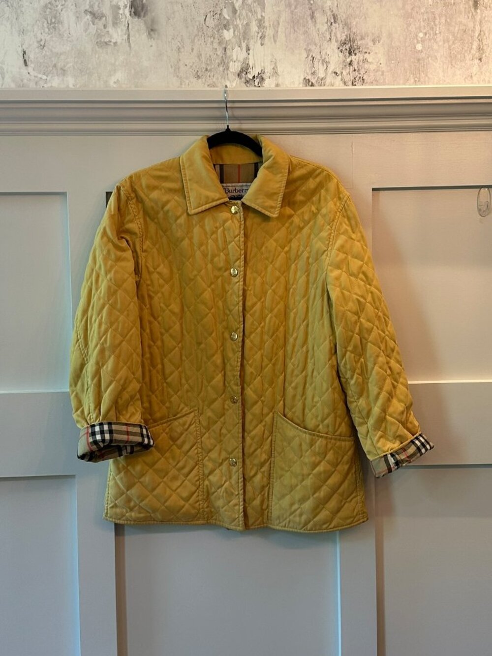 ✨ Vintage Burberrys Quilted Jacket Nova Check Camel Coat Made in Spain Large ✨ - Picture 6 of 9